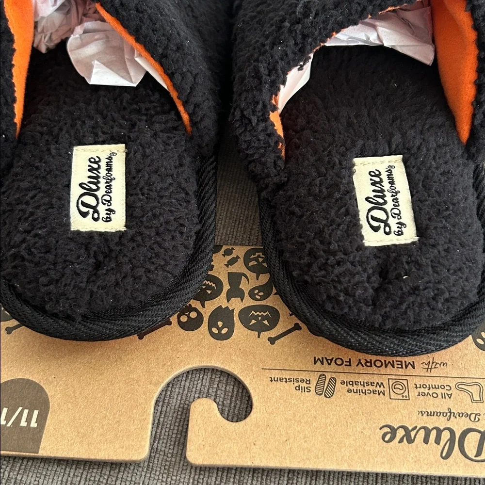 Dluxe by DEARFOAMS Sherpa Cozy Slippers Skuff Skeleton Toddler 11/12 NWT